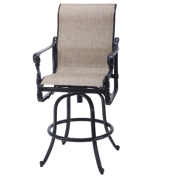 Grand Terrace Cast Aluminum Sling Swivel Bar Stool by Gensun - Image 2